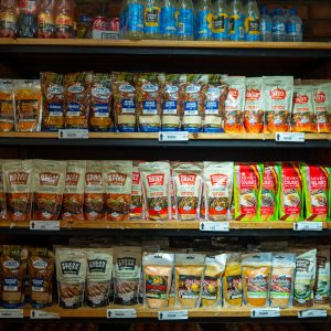 Fleish Meats signature spice and marinade packs on the shelf