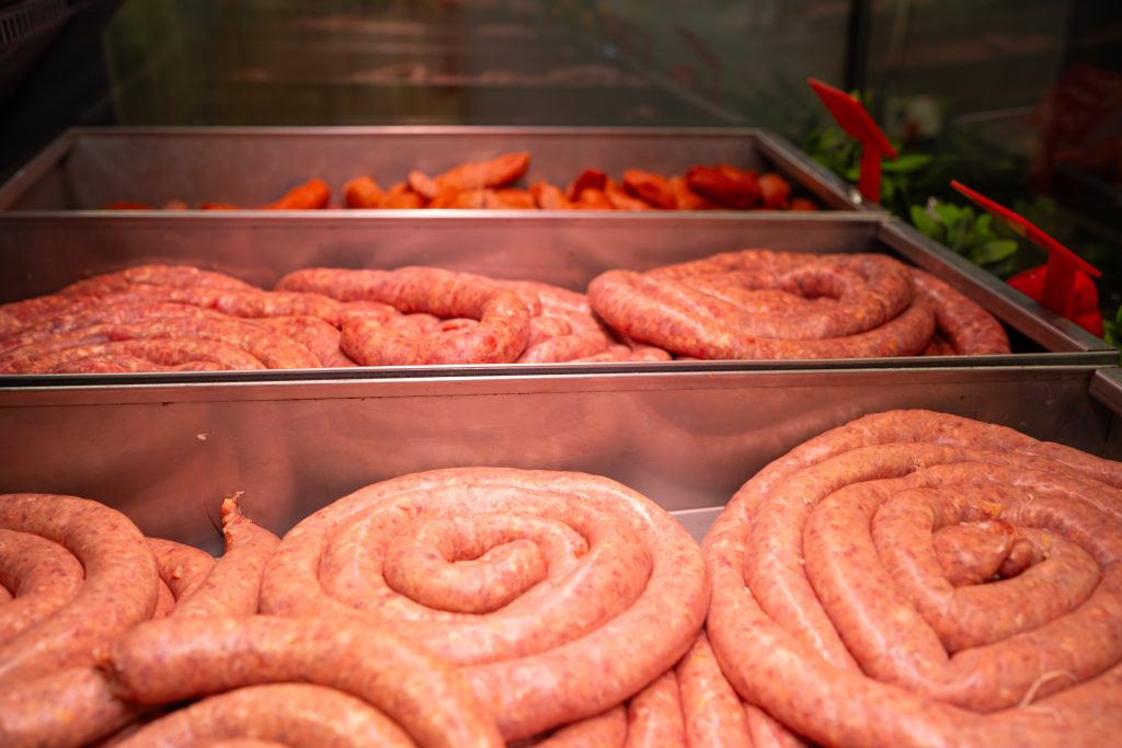 Fresh coiled boerewors ready for the braai